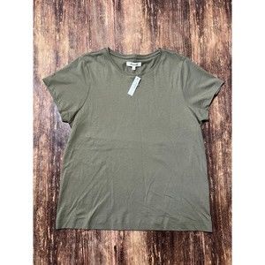 Madewell Medium Drapey Crewneck Green Tee NEW